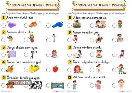 D SESİ CÜMLE OKU GÖRSELİ BUL ETKİNLİĞİ