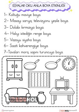 EŞYALAR OKU ANLA BOYA ETKİNLİĞİ