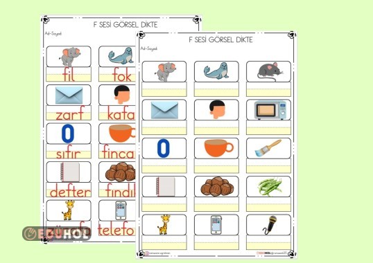 F SESİ GÖRSEL DİKTE ÇALIŞMASI