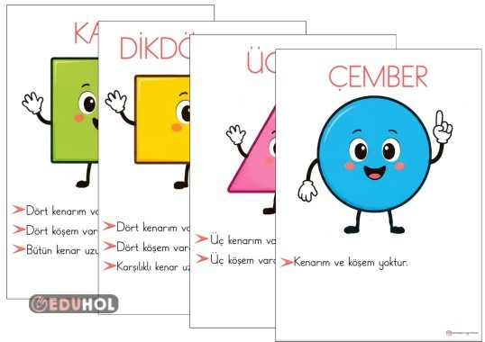 GEOMETRİK ŞEKİLLER A4 BOYUTUNDA SINIFA ASMALIK