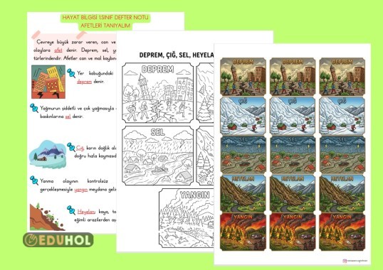HAYAT BİLGİSİ AFETLERİ TANIYALIM DEFTER NOTU VE GÖRSELLER