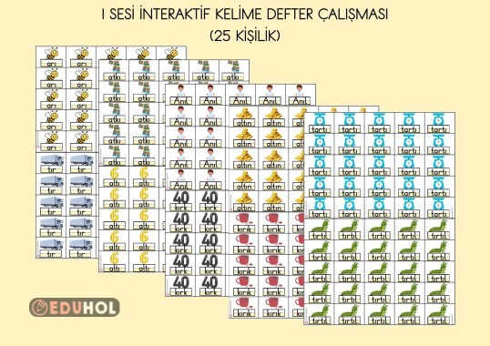I SESİ KELİME GÖRSELLERİ İNTERAKTİF DEFTER ÇALIŞMASI (25 KİŞİLİK)
