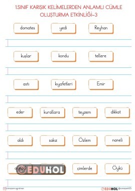 KARIŞIK CÜMLELEREDEN ANLAMLI CÜMLE OLUŞTURMA ETKİNLİĞİ-3