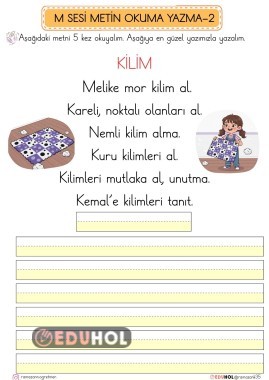 M SESİ METİN OKUMA YAZMA ÇALIŞMASI-2