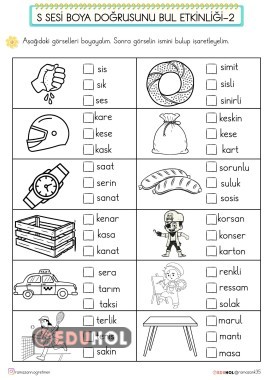 S SESİ BOYA - OKU GÖRSELİN İSMİNİ BUL ETKİNLİĞİ-2