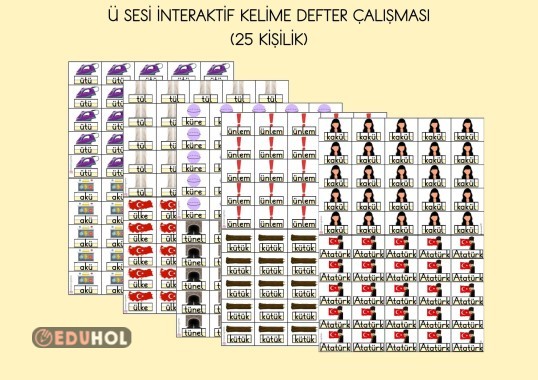 Ü SESİ KELİME GÖRSELLERİ İNTERAKTİF DEFTER ÇALIŞMASI (25 KİŞİLİK)