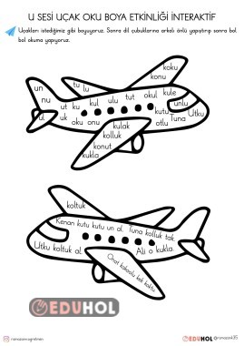 U SESİ UÇAK OKU BOYA YAPIŞTIR ETKİNLİĞİ İNTERAKTİF