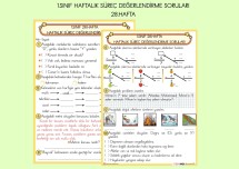 1.SINIF 28.HAFTA HAFTALIK SÜREÇ DEĞERLENDİRME SORULARI
