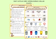 1.SINIF 31.HAFTA HAFTALIK SÜREÇ DEĞERLENDİRME SORULARI