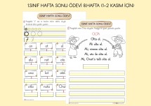1.SINIF HAFTA SONU ÖDEVİ 8.HAFTA (1-2 KASIM İÇİN)