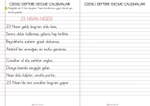 ÇİZGİLİ DEFTERE GEÇME ÇALIŞMALARI- 23 NİSAN NEŞESİ ŞİİRİ