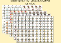 K SESİ KELİME GÖRSELLERİ İNTERAKTİF DEFTER ÇALIŞMASI (25 KİŞİLİK)