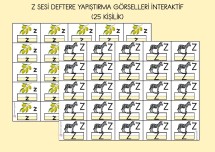 Z SESİ DEFTERE YAPIŞTIRMA GÖRSELLERİ İNTERAKTİF ( 25 KİŞİLİK)