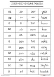 Z SESİ HECE VE KELİME TABLOSU