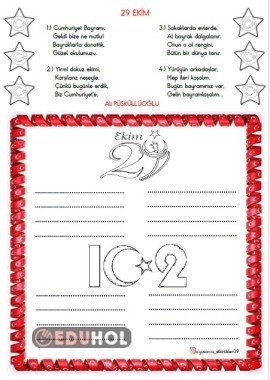 29 EKİM ŞİİRİ GÜZEL YAZI ÇALIŞMASI(BOYAMALI)