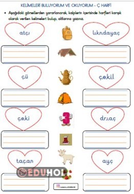 Kelimeleri Buluyorum ve Okuyorum Bulmaca - Ç HARFİ