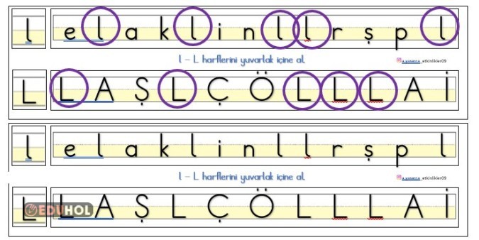 L HARF AYIRT ETME DEFTER ETKİNLİĞİ( KES YAPIŞTIR)