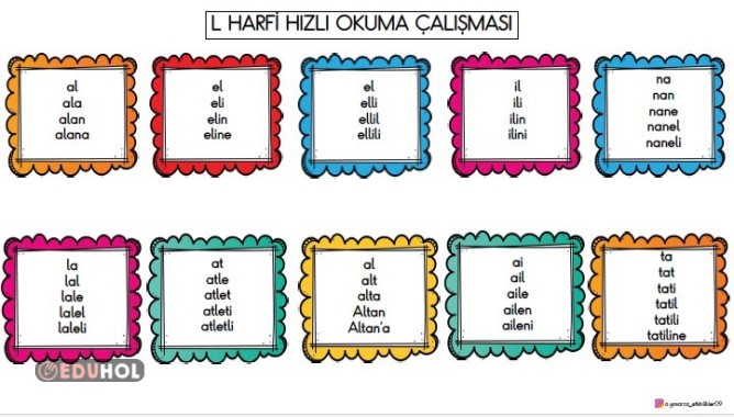 L HARFİ GENİŞLEYEN HIZLI OKUMA ÇALIŞMASI