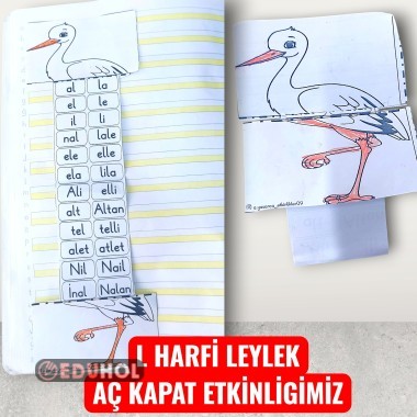 LEYLEK ŞABLONLU L HARFİ HECE VE KELİMELERİ AÇ KAPAT ETKİNLİĞİ