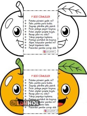PORTAKAL ŞABLONLU P HARFİ CÜMLELERİ İNTERAKTİK DEFTER ÇALIŞMASI