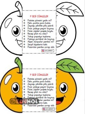 PORTAKAL ŞABLONLU P HARFİ CÜMLELERİ İNTERAKTİK DEFTER ÇALIŞMASI