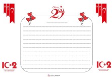 29 EKİM CUMHURİYET BAYRAMI YAZI YAZMA ŞABLONU