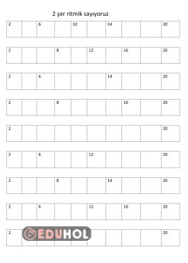 Özel Eğitim Matematik 2’şer ritmik sayma çalışma kağıdı