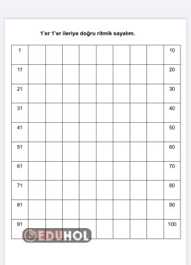 Özel Eğitim Matemetik 1'er ritmik sayma