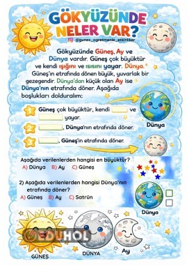 1.Sınıf Gökyüzünde Neler Var