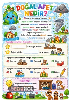 1.Sınıf Hayat Bilgisi Doğal Afetler