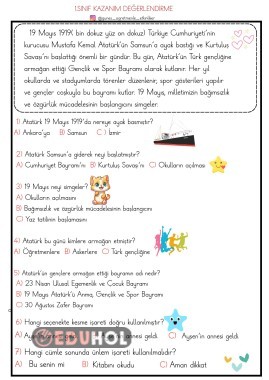 1.Sınıf Kazanım Değerlendirme