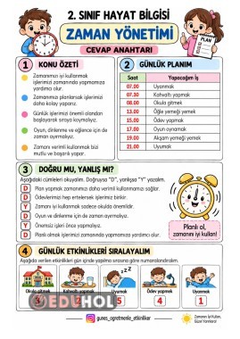 2.Sınıf Hayat Bilgisi Zaman Yönetimi