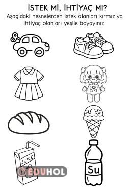 Finansal okuryazarlık- İstek mi ihtiyaç mı? Boyama