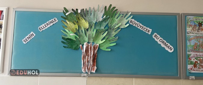 Pano önerisi, atık kâğıtlardan orman haftası