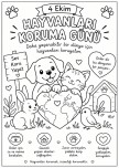 Hayvanları koruma günü boyama sayfası
