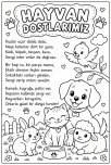 Hayvanları koruma günü şiirli boyama sayfası 😍