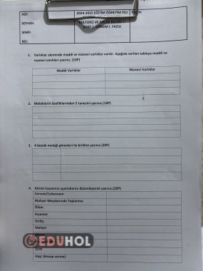 7.Sınıf 1.yazılı