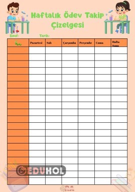 Haftalık Ödev Takip Çizelgesi