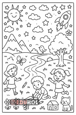 Serbest Konulu Boyama Sayfası