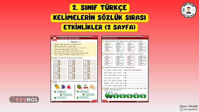 2. SINIF TÜRKÇE KELİMELERİN SÖZLÜK SIRASI ETKİNLİKLER (2 SAYFA)