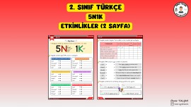 2. SINIF TÜRKÇE 5N1K ETKİNLİKLER (2 SAYFA)