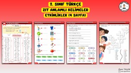 2. SINIF TÜRKÇE ZIT ANLAMLI KELİMELER ETKİNLİKLER (4 SAYFA)