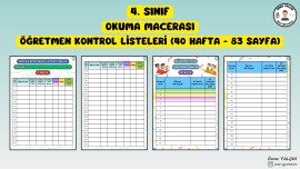 4. SINIF OKUMA MACERASI ÖĞRETMEN KONTROL LİSTELERİ (40 HAFTA-83 SAYFA)