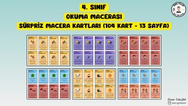 4. SINIF OKUMA MACERASI SÜRPRİZ MACERA KARTLARI (100 KART-13 SAYFA)