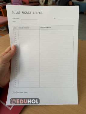 Aylık Nöbet Çizelgesi