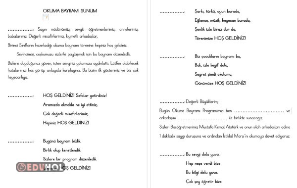 Okuma Bayramı Program Sunumu
