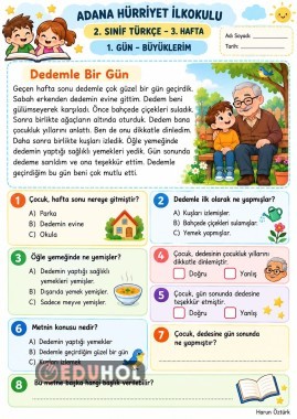 2. sınıf Türkçe 3. hafta etkinlikleri