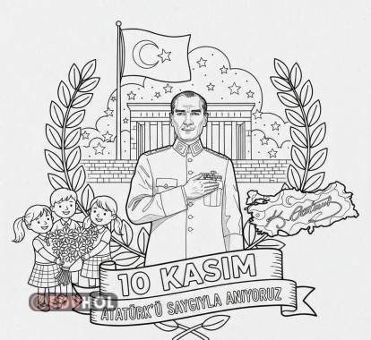 10 Kasım grup çalışması boyama etkinliği 4 parça