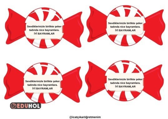İYİ BAYRAMLAR YAZILI ŞEKER ŞABLONLARI 9 SAYFA
