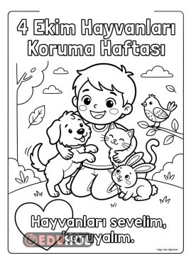 4 Ekim Hayvanları Koruma Haftası Boyama Sayfası